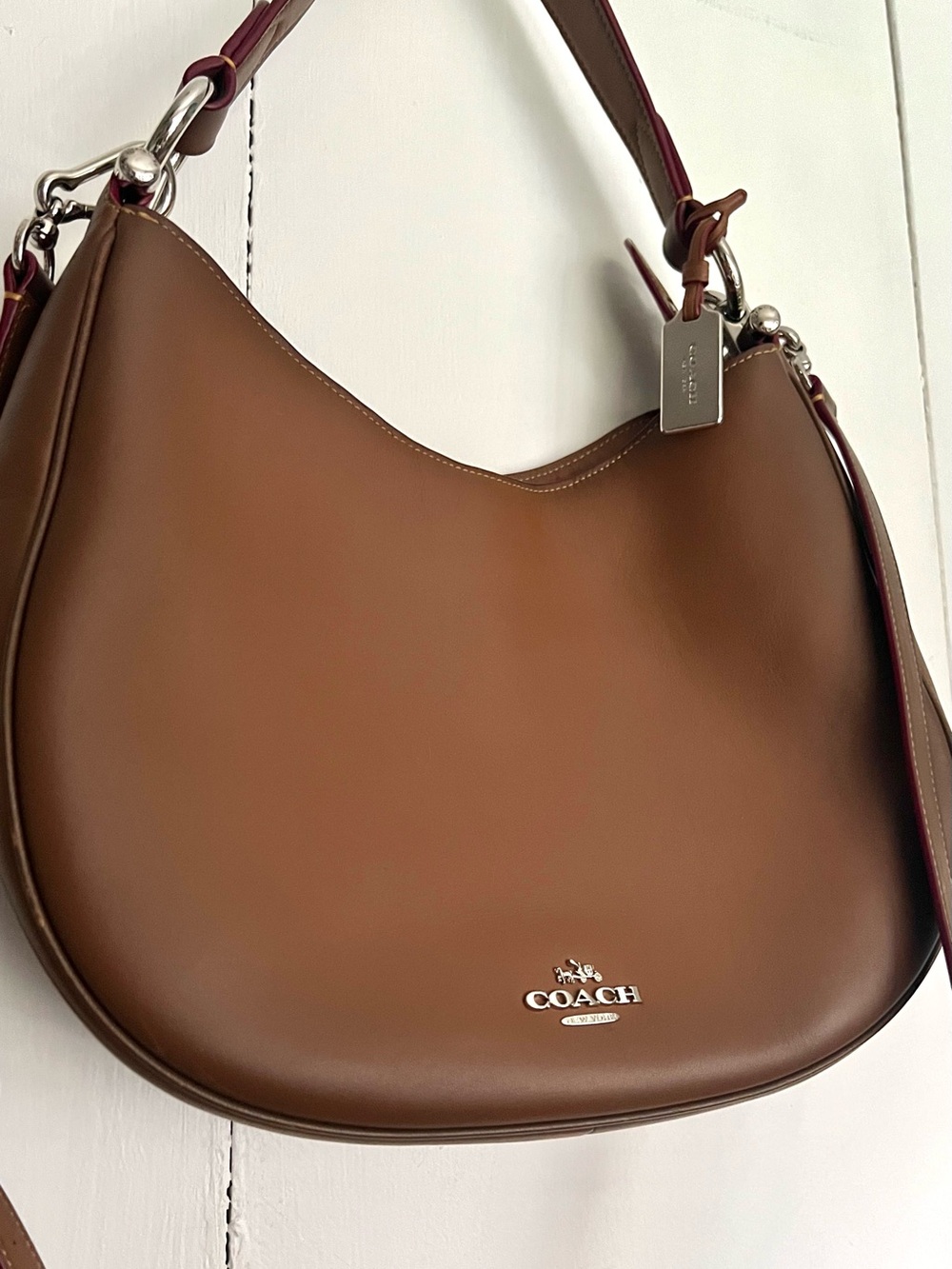 Coach Nomad Mae Burnished Glovetanned Leather Brown Hobo Crossbody Bag 54868 - Picture 2 of 10